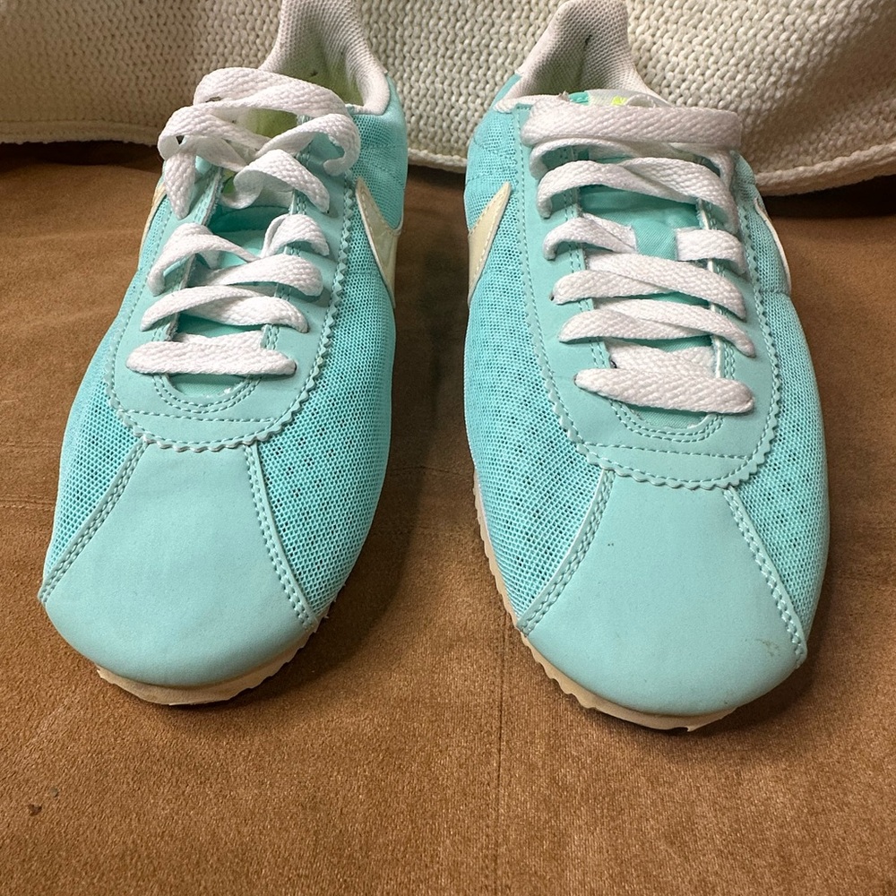 Nike Cortez SIZE 9* mesh* Good condition* aqua blue neon green/yellow - Picture 6 of 10